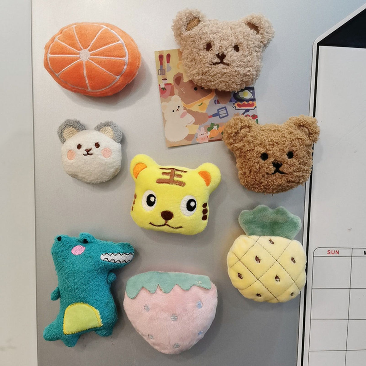 Plush Bear Fridge Magnet Rubber Soft Magnet 3D Animal Fridge Magnet for Kitchen Decoration Coffee