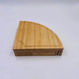 Bamboo Cheese Plate Board with 2 Knife Concealed Compartment Bread Fruit Snack Serving Tray - Side View