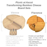 Bamboo Cheese Plate Board with 2 Knife Concealed Compartment Bread Fruit Snack Serving Tray - Low Angle