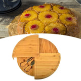 Bamboo Cheese Plate Board with 2 Knife Concealed Compartment Bread Fruit Snack Serving Tray - Extra Image