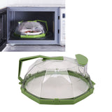 Microwave Splash Heating Cover PC Food Splatter Guard with Extension Handle for Kitchen Cooking Grass Green