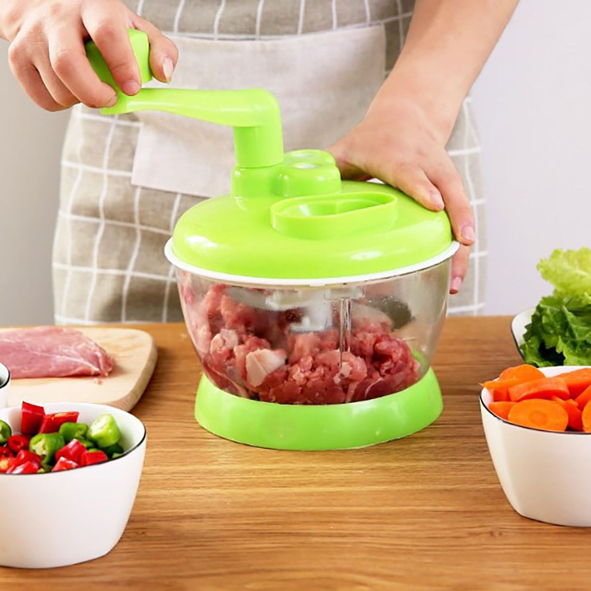 Manual Vegetable Grinder Stainless Steel Blade Portable Food Meat Mixer for Kitchen Restaurant