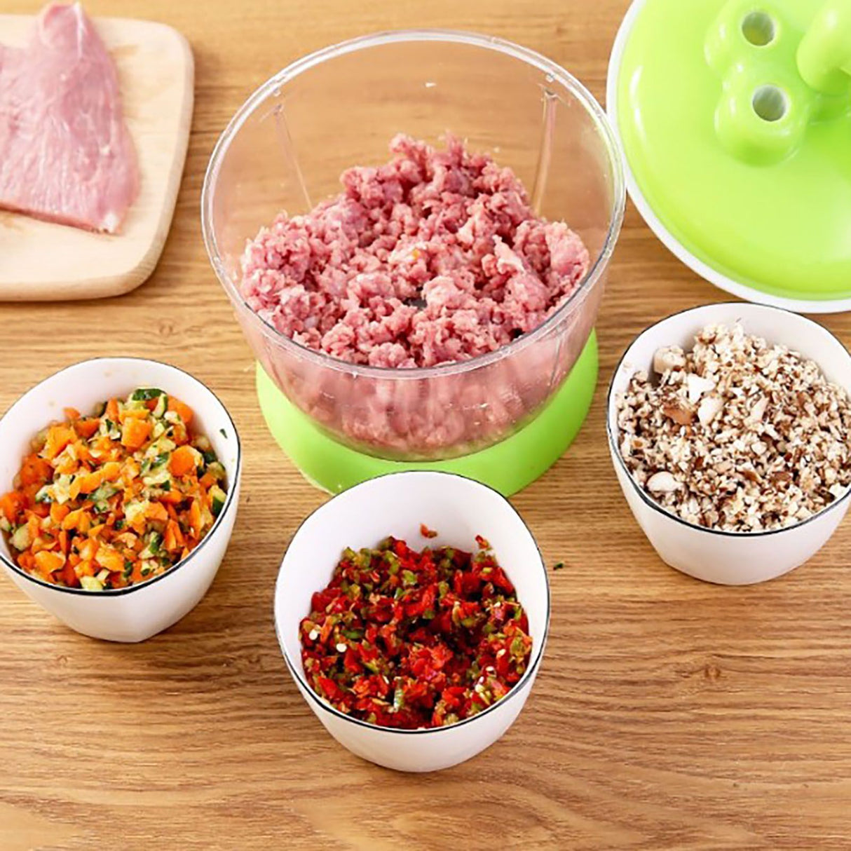 Manual Vegetable Grinder Stainless Steel Blade Portable Food Meat Mixer for Kitchen Restaurant