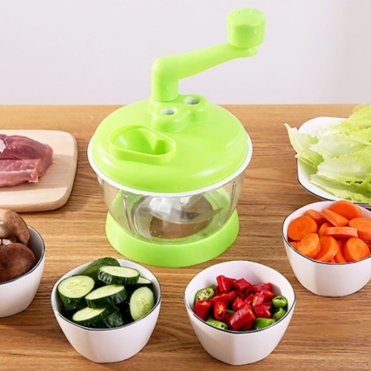Manual Vegetable Grinder Stainless Steel Blade Portable Food Meat Mixer for Kitchen Restaurant