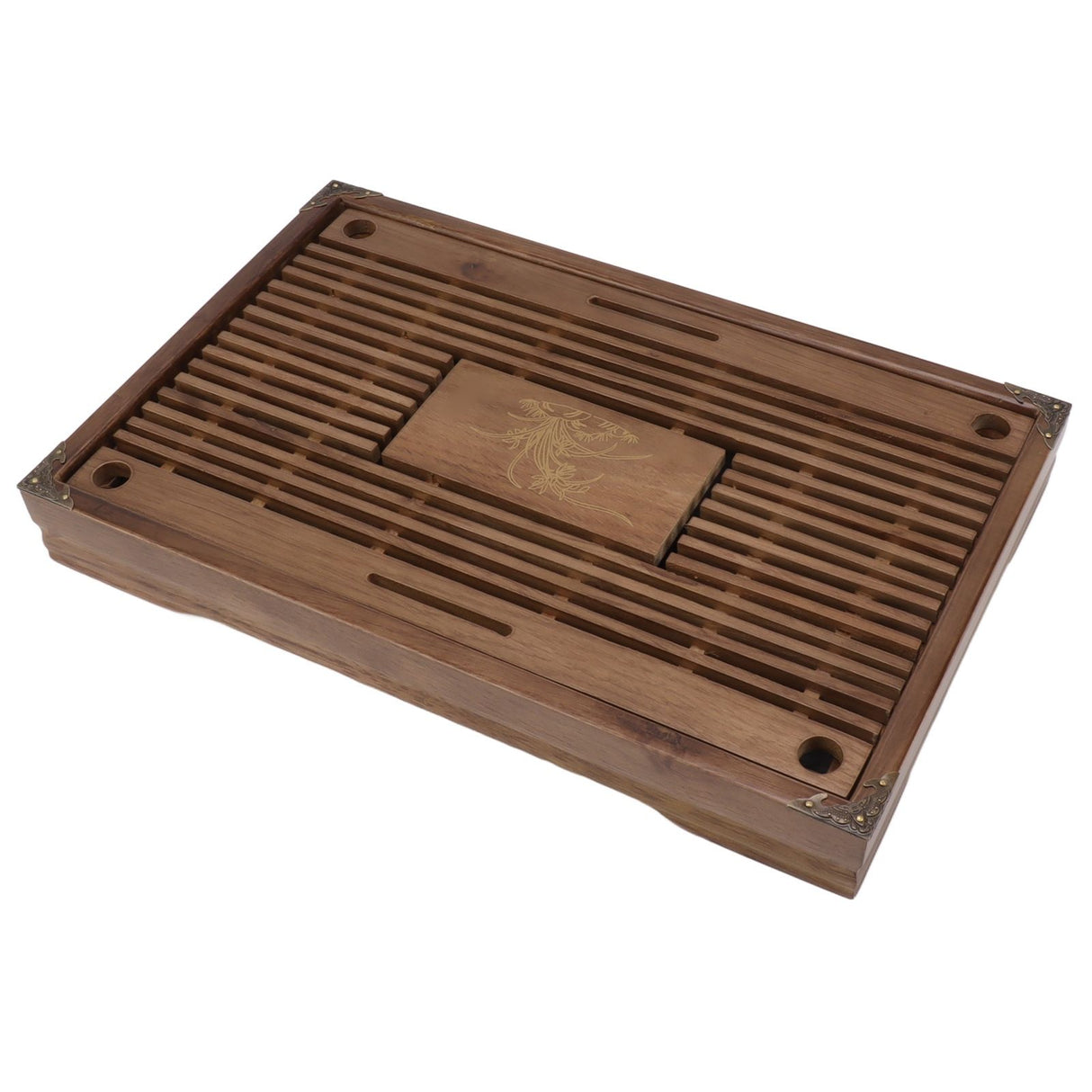 Gongfu Tea Tray Water Storage Drainage Home Decoration Ornament Serving Tray for Office Brown
