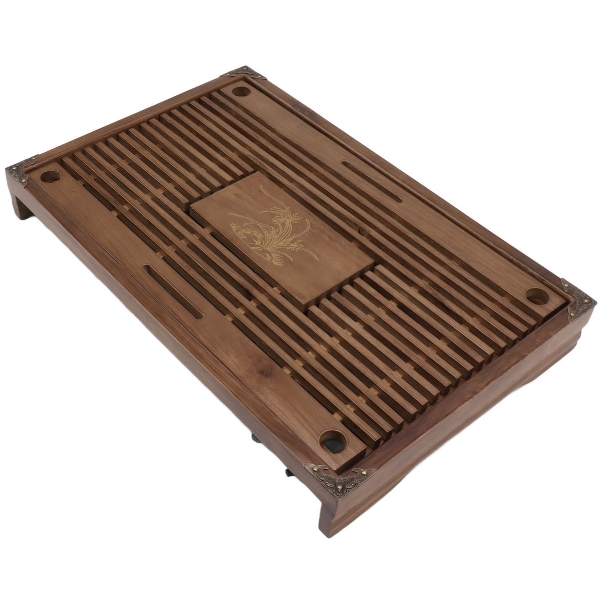 Gongfu Tea Tray Water Storage Drainage Home Decoration Ornament Serving Tray for Office Brown