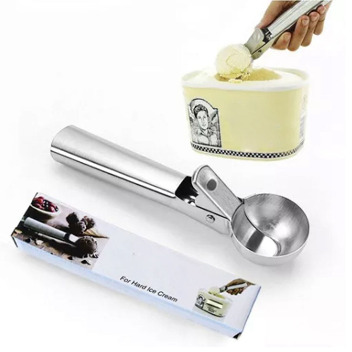 Ice Cream Scoop Stainless Steel Cookie Scoop Multifunctional Manual Portable Ice Cream Scooper for Home Hotel Restaurant