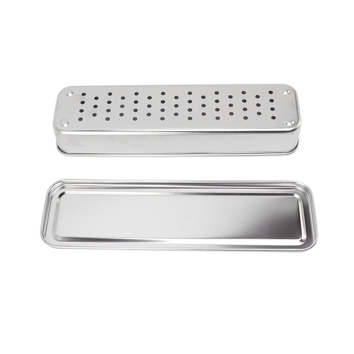 Stainless Steel Cutlery Tray Holder Kitchen Chopstick Spoon Fork Storage Box with Lid Drainer Natural Color