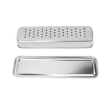 Stainless Steel Cutlery Tray Holder Kitchen Chopstick Spoon Fork Storage Box with Lid Drainer Natural Color - Close-Up Angle