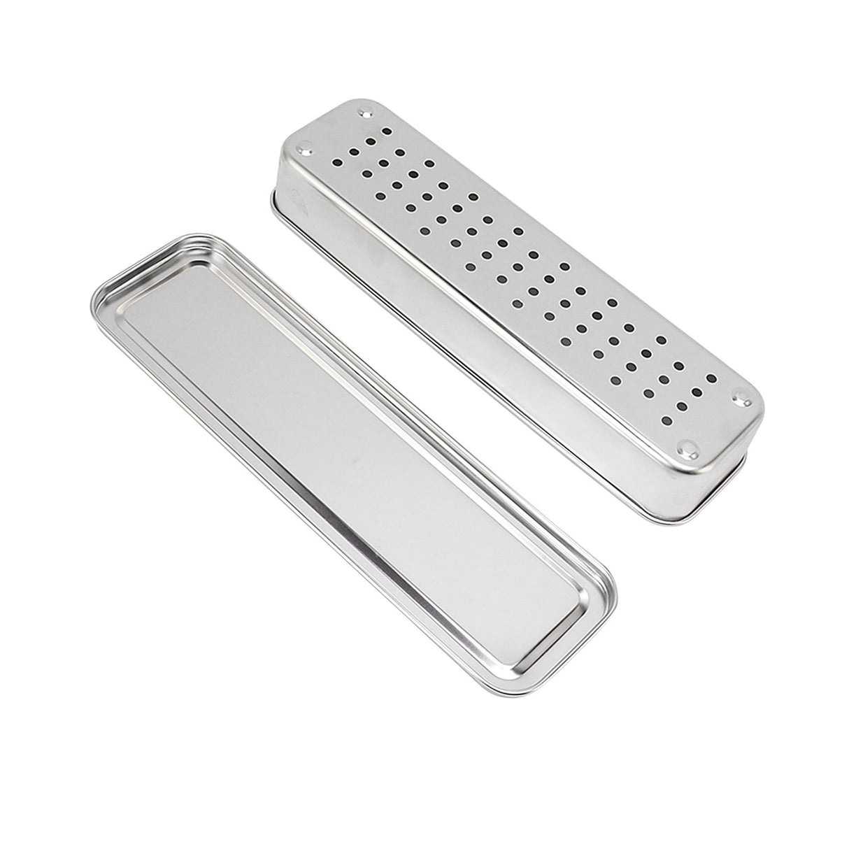 Stainless Steel Cutlery Tray Holder Kitchen Chopstick Spoon Fork Storage Box with Lid Drainer Natural Color