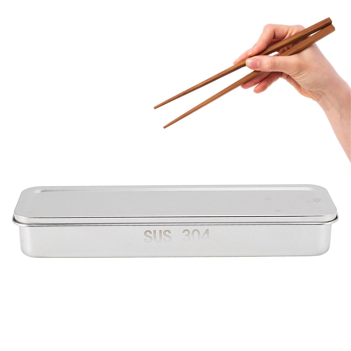 Stainless Steel Cutlery Tray Holder Kitchen Chopstick Spoon Fork Storage Box with Lid Drainer Natural Color