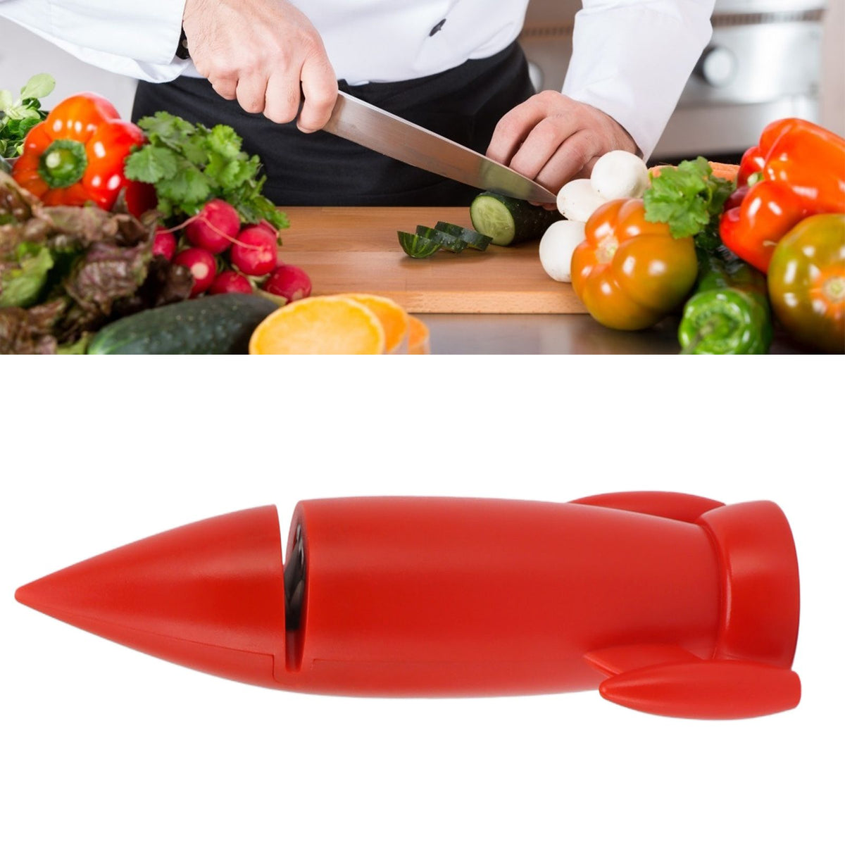 Knife Sharpener Creative Ceramic Handheld Manual Knife Sharpener for Kitchen Knives Scissor Red