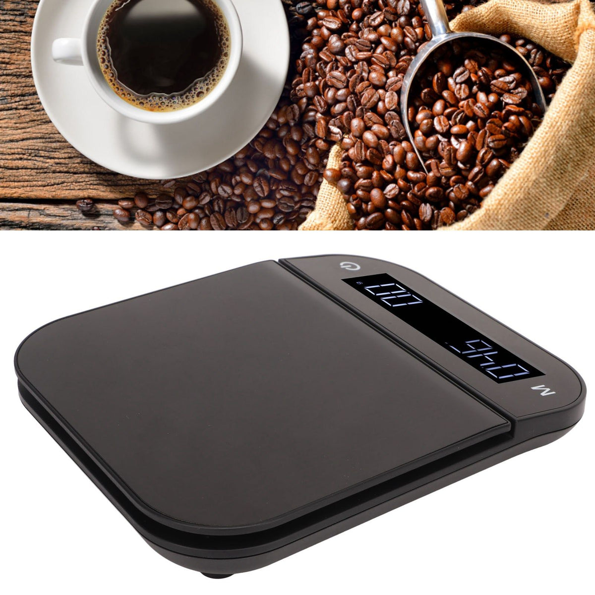 Electric Kitchen Food Scale English Version Peeling PC Function Waterproof Timing Flat Coffee Weighing Scale 3kg/0.1g