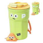Travel Coffee Mug Cute Appearance Stainless Steel Insulated Coffee Cup with Lid for Office Green 400ml
