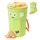 Travel Coffee Mug Cute Appearance Stainless Steel Insulated Coffee Cup with Lid for Office Green 400ml - Front View