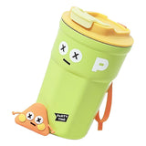 Travel Coffee Mug Cute Appearance Stainless Steel Insulated Coffee Cup with Lid for Office Green 400ml