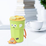 Travel Coffee Mug Cute Appearance Stainless Steel Insulated Coffee Cup with Lid for Office Green 400ml - 45-Degree Angle