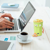 Travel Coffee Mug Cute Appearance Stainless Steel Insulated Coffee Cup with Lid for Office Green 400ml