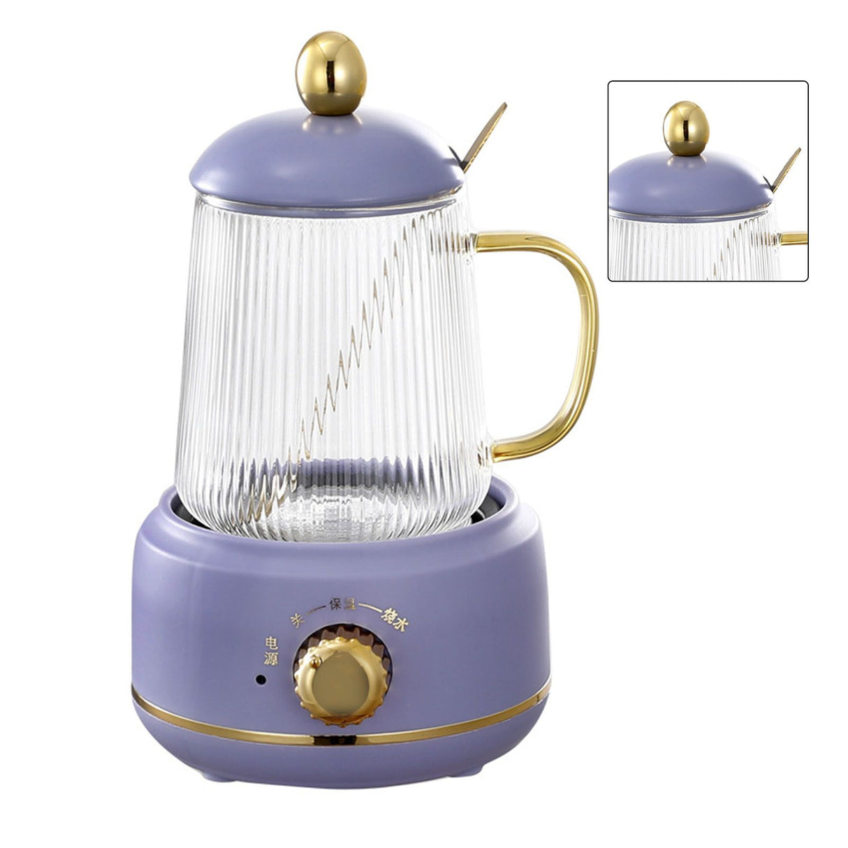 Portable Electric Kettle Stew Cup 450ML Health Cup Mini Slow Cooker Kettle Office Flower Teapot Split Tea Boiler AU Plug 220V Violet 450ml