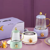 Portable Electric Kettle Stew Cup 450ML Health Cup Mini Slow Cooker Kettle Office Flower Teapot Split Tea Boiler AU Plug 220V Violet 450ml