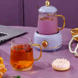 Portable Electric Kettle Stew Cup 450ML Health Cup Mini Slow Cooker Kettle Office Flower Teapot Split Tea Boiler AU Plug 220V Violet 450ml