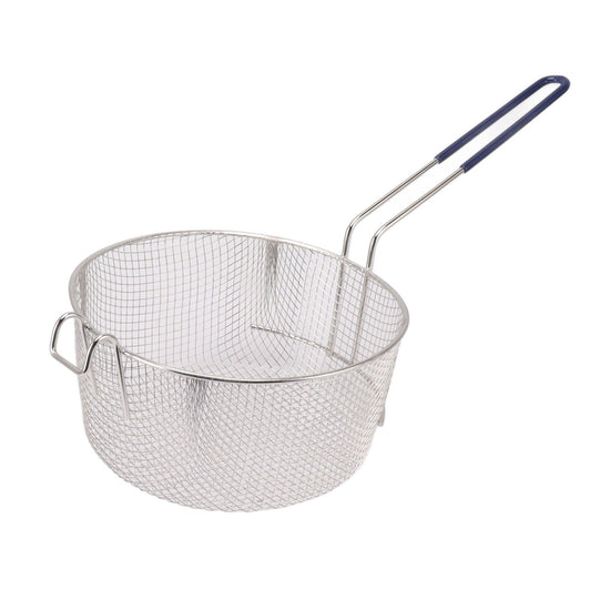 Frying Basket Stainless Steel Long Handle Reusable Rust Resistant Fry Net for Fish Chicken Nuggets Rubber Handle