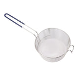 Frying Basket Stainless Steel Long Handle Reusable Rust Resistant Fry Net for Fish Chicken Nuggets Rubber Handle - Front View