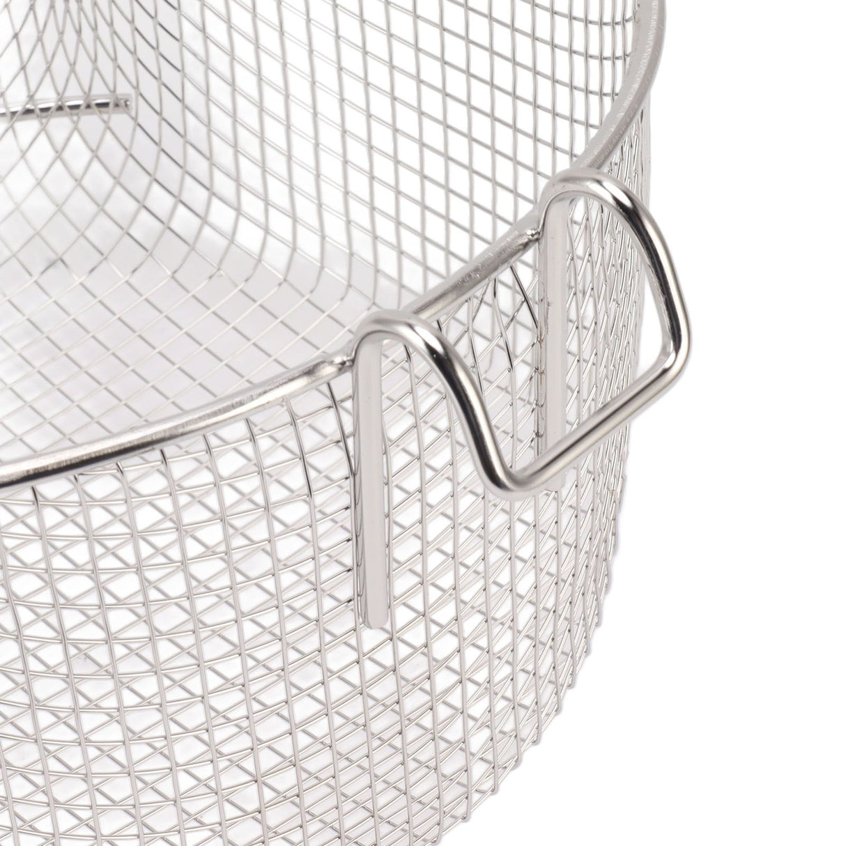 Frying Basket Stainless Steel Long Handle Reusable Rust Resistant Fry Net for Fish Chicken Nuggets Rubber Handle