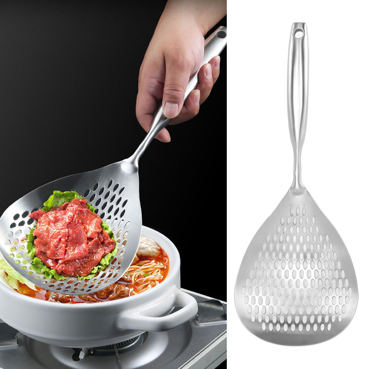 Kitchen Strainer Spoon Stainless Steel Straining Spoon Ladle Spider Strainer Cooking Colander