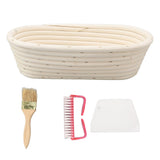 25cm Bread Proofing Basket Set Oval Natural Rattan Sourdough Proofing Basket Dough Scraper Cloth Liner Brush