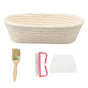25cm Bread Proofing Basket Set Oval Natural Rattan Sourdough Proofing Basket Dough Scraper Cloth Liner Brush