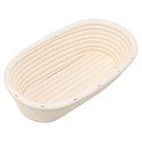 25cm Bread Proofing Basket Set Oval Natural Rattan Sourdough Proofing Basket Dough Scraper Cloth Liner Brush - Top-Down View