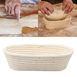 25cm Bread Proofing Basket Set Oval Natural Rattan Sourdough Proofing Basket Dough Scraper Cloth Liner Brush - Extra Image