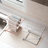 Countertop Dishcloth Drying Rack 4 Arms Folding Vertical Hand Towel Stand Dish Rag Storage Holder for Kitchen Light Gray
