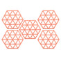 5pc Silicone Hexageon Placemat Heat Insulation Dish Cup Bowl Mat for Dining Table Red