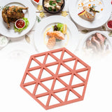 5pc Silicone Hexageon Placemat Heat Insulation Dish Cup Bowl Mat for Dining Table Red - Extra Image