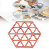5pc Silicone Hexageon Placemat Heat Insulation Dish Cup Bowl Mat for Dining Table Red - Extra Image