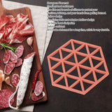 5pc Silicone Hexageon Placemat Heat Insulation Dish Cup Bowl Mat for Dining Table Red