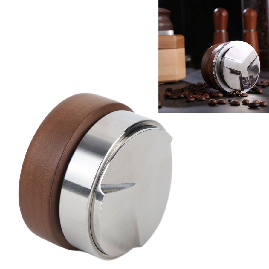 58mm Coffee Distributor Tamper Adjustable Depth Coffee Leveler Coffee Distribution Tool With Walnut Wood Handle
