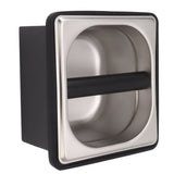 Coffee Knock Box Rubber Coffee Box with Removable Stainless Steel Ground Container for Cafe Bar S - Front View