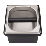 Coffee Knock Box Rubber Coffee Box with Removable Stainless Steel Ground Container for Cafe Bar S - Low Angle