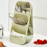 3 Layer Chopsticks Knife Storage Rack Holder Waterproof Knife Storage Drainage Bracket Container Green