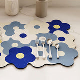 Kitchen Counter Dish Drying Mat Refreshing Cute Elegant Heat Resistant Absorbent Dishes Drain Mat Blue and White 11.8 X 15.7in - Extra Image