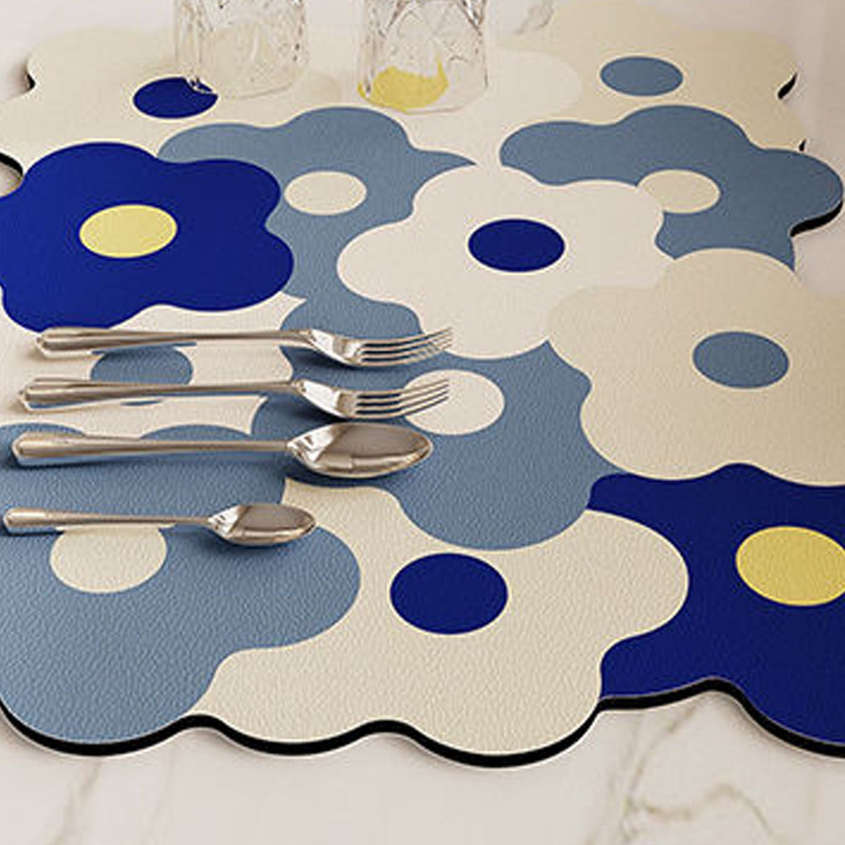 Kitchen Counter Dish Drying Mat Refreshing Cute Elegant Heat Resistant Absorbent Dishes Drain Mat Blue and White 11.8 X 15.7in