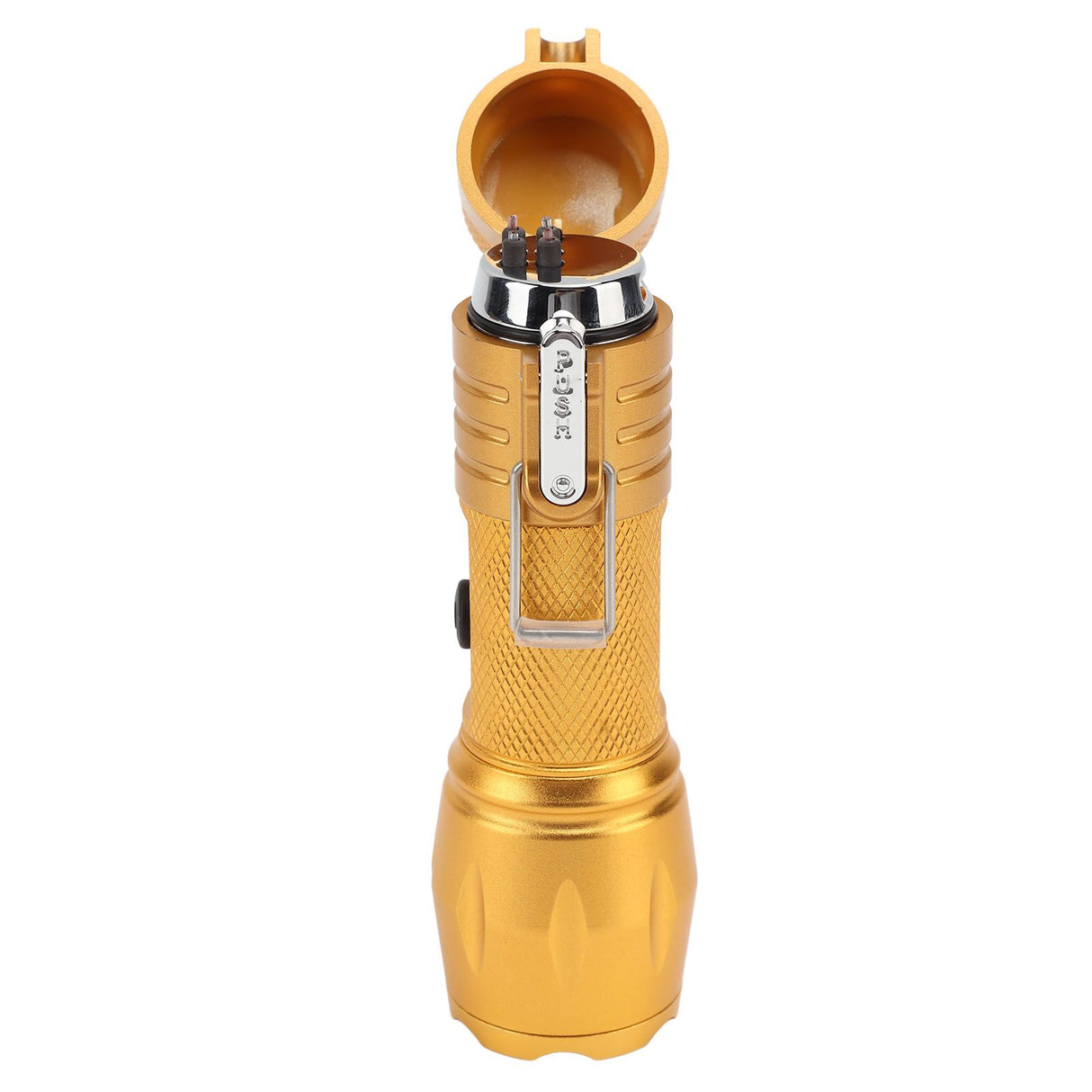 Electric Lighter Waterproof Windproof Aluminum Alloy Portable Lighter with Flashlight 3.7v Gold