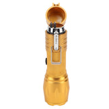 Electric Lighter Waterproof Windproof Aluminum Alloy Portable Lighter with Flashlight 3.7v Gold