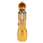 Electric Lighter Waterproof Windproof Aluminum Alloy Portable Lighter with Flashlight 3.7v Gold
