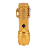 Electric Lighter Waterproof Windproof Aluminum Alloy Portable Lighter with Flashlight 3.7v Gold - Rear View