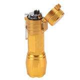 Electric Lighter Waterproof Windproof Aluminum Alloy Portable Lighter with Flashlight 3.7v Gold