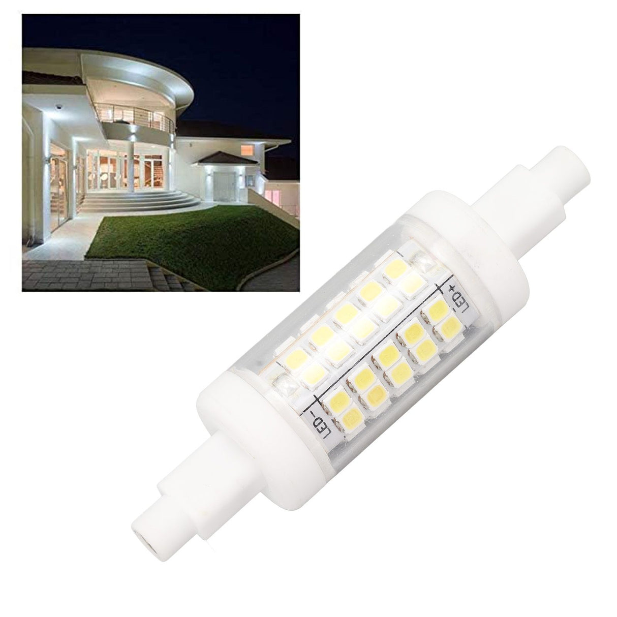 R7s LED Bulb 80mm 5W Double End Floodlight with 60LED 6000K White Light Corn Lighting for Replacement 220V